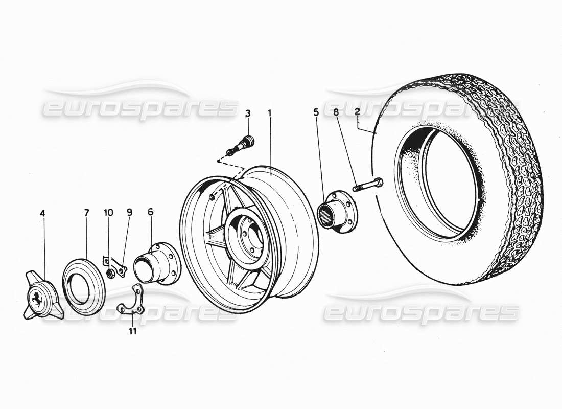 Ferrari 365 GTC4 (Mechanical) Wheels Part Diagram
