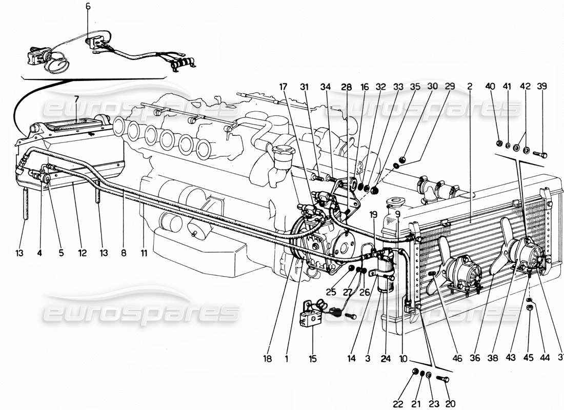 Ferrari 365 GTC4 (Mechanical) Air condition system Part Diagram