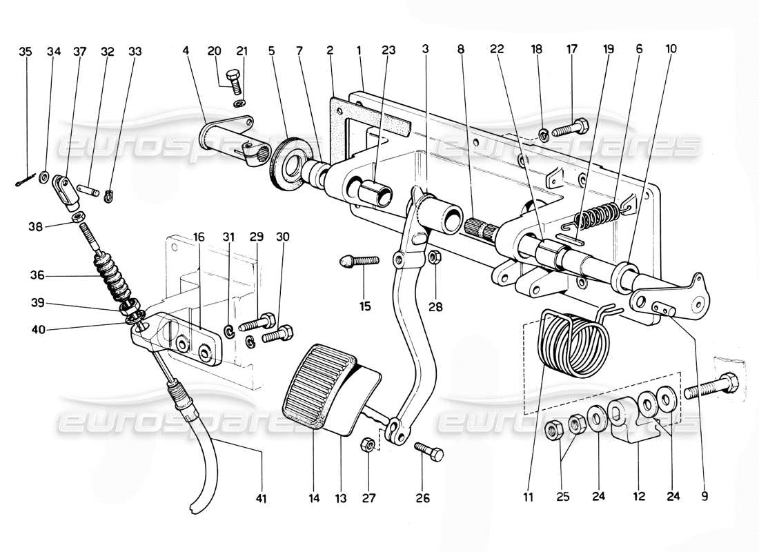 Ferrari 365 GTC4 (Mechanical) clutch pedal (RHD) Part Diagram