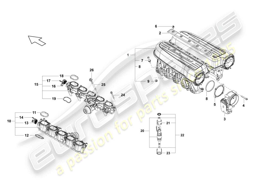 Lamborghini LP560-2 Coupe 50 (2014) INTAKE MANIFOLD Part Diagram