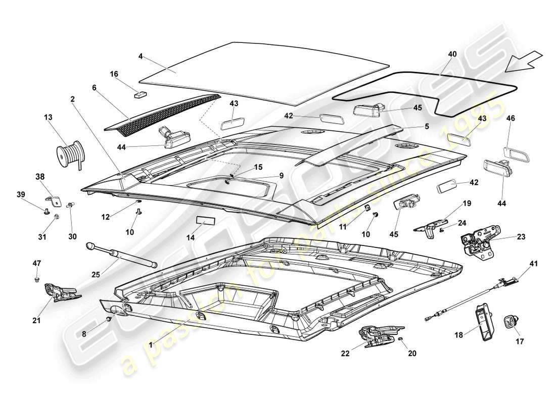 Lamborghini LP560-2 Coupe 50 (2014) REAR LID TRANSPARENT Part Diagram
