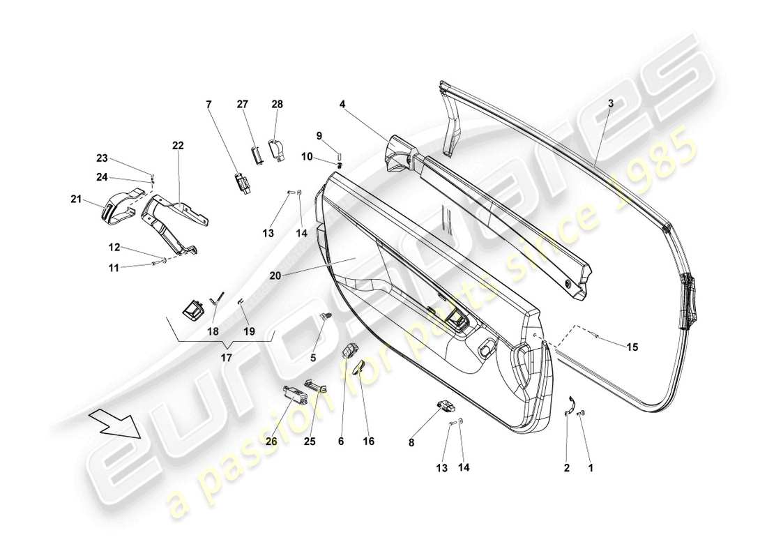 Lamborghini LP560-2 Coupe 50 (2014) DOOR PANEL Part Diagram