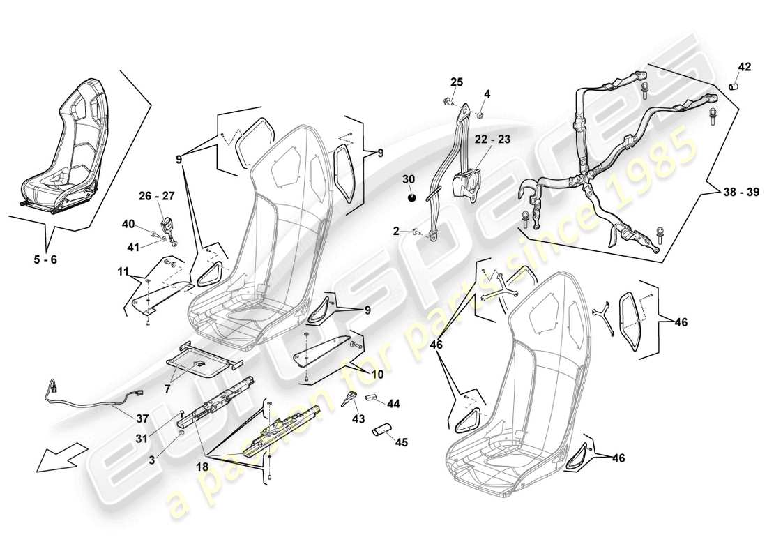 Lamborghini LP560-2 Coupe 50 (2014) SPORTS SEAT Part Diagram