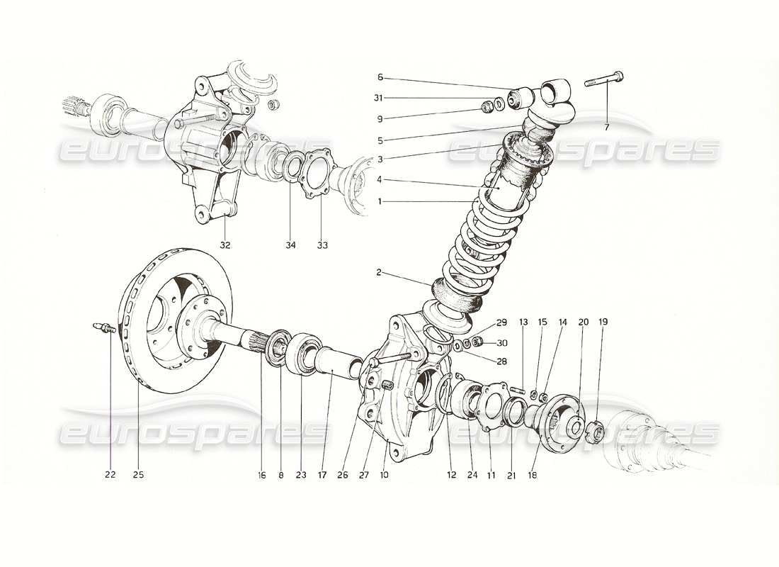 308 Gt4 Dino 1976 Rear Suspension Shock Absorber And Brake Disc 035