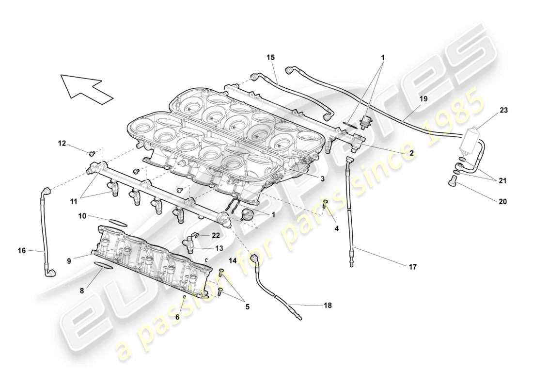 Lamborghini Gallardo Spyder (2006) injection system Part Diagram