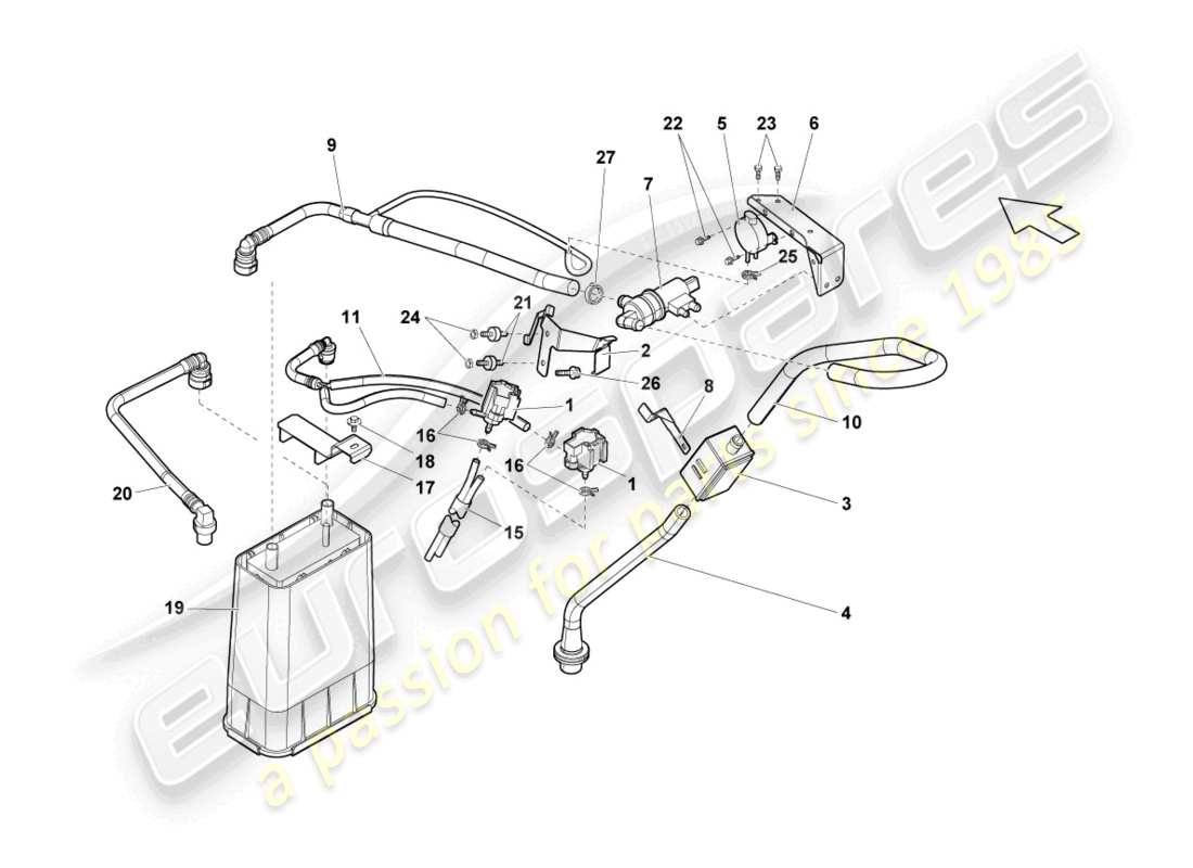 Lamborghini Gallardo Spyder (2006) ACTIVATED CARBON FILTER SYSTEM Part Diagram