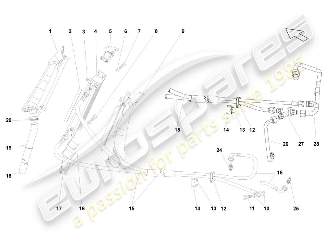 Lamborghini Gallardo Spyder (2006) GEAR OIL COOLER Part Diagram