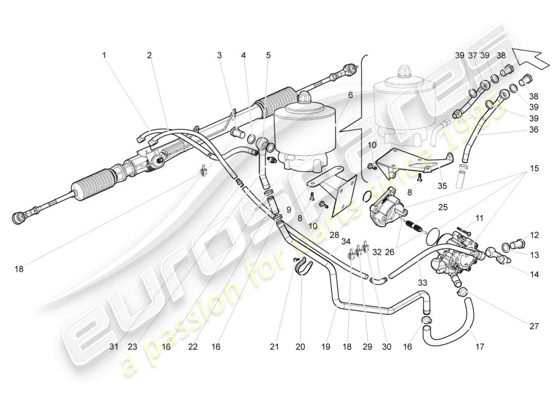 Lamborghini Gallardo Spyder (2006) STEERING GEAR Part Diagram