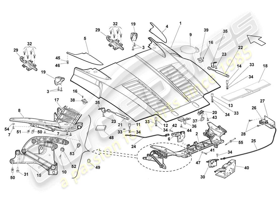 Lamborghini Gallardo Spyder (2006) REAR LID Part Diagram