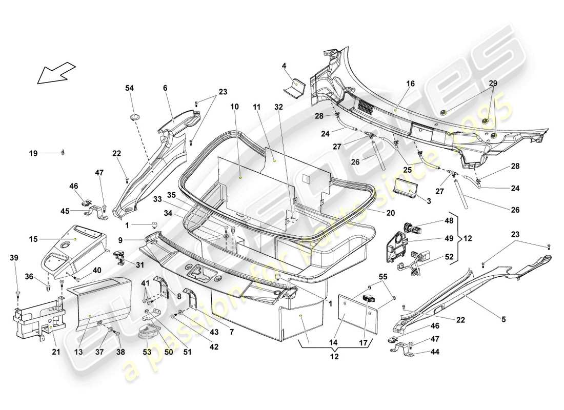 Lamborghini Gallardo Spyder (2007) CROSS PANEL WITH SCUTTLE Part Diagram