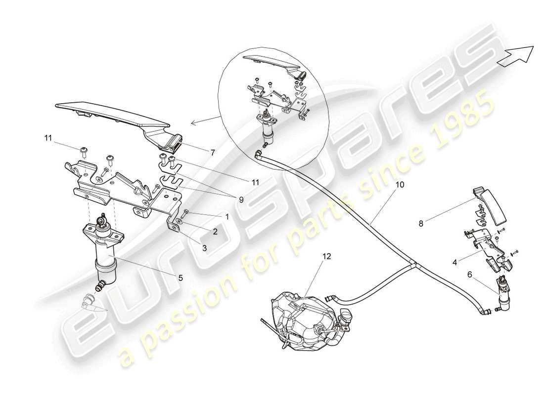 Lamborghini LP560-4 Spider (2013) HEADLIGHT WASHER SYSTEM Part Diagram