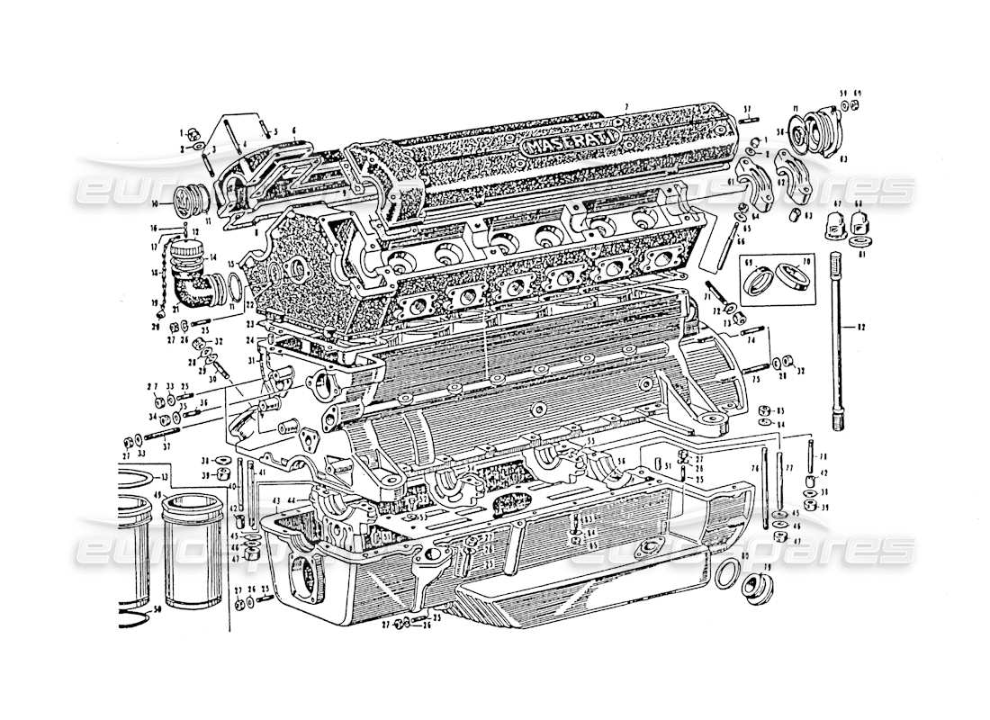 Maserati 3500 GT engine housing Part Diagram