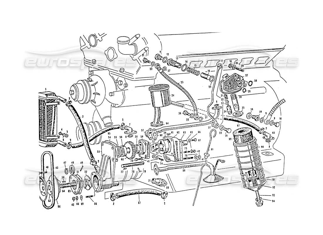 Maserati 3500 GT Engine Lubrification Part Diagram