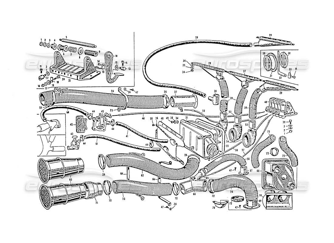 Maserati 3500 GT Heating and Cooling system Part Diagram