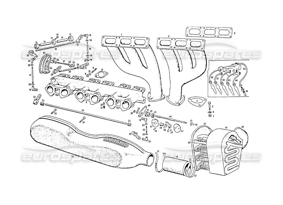 Maserati 3500 GT Intake Manifold Injection Equipment Part Diagram