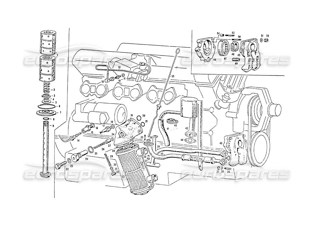 Maserati 3500 GT Engine Lubrification Part Diagram