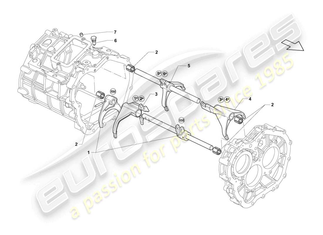Lamborghini LP560-4 Spider (2014) SELECTOR FORK Part Diagram