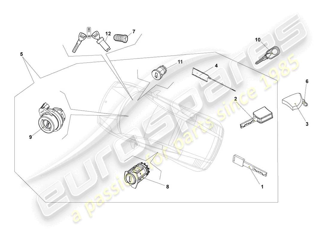 Lamborghini LP560-4 Spider (2014) LOCK CYLINDERS Part Diagram