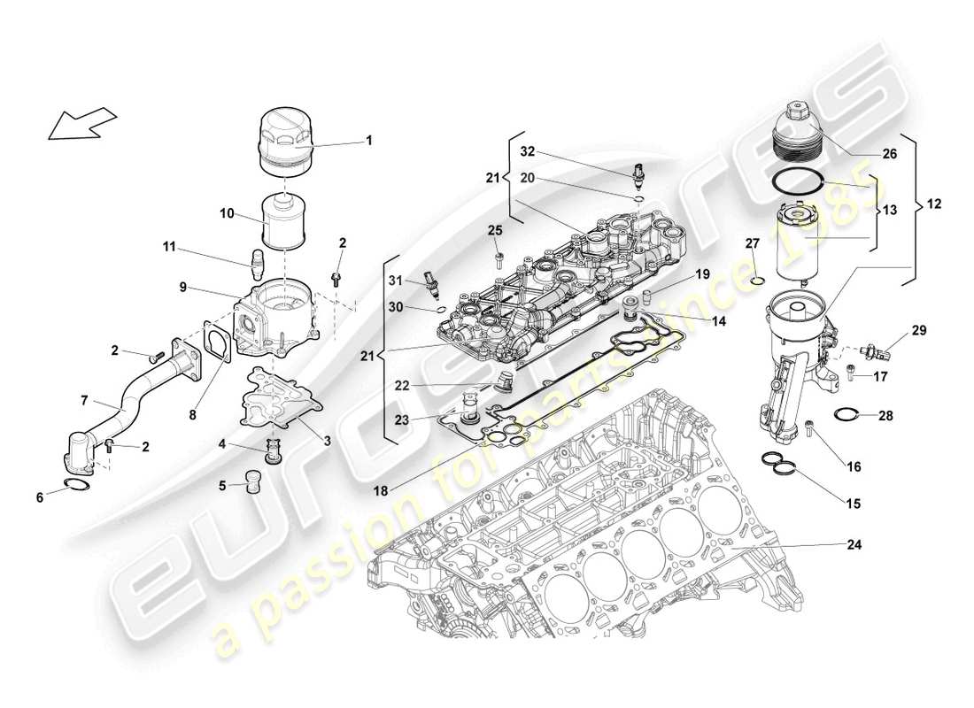 Lamborghini LP570-4 Spyder Performante (2011) OIL FILTER Part Diagram