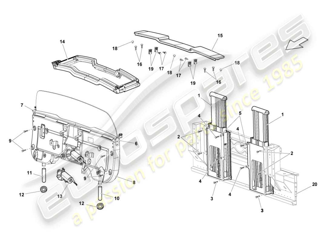 Lamborghini LP570-4 Spyder Performante (2014) ROLL-OVER PROTECTION SYSTEM Part Diagram