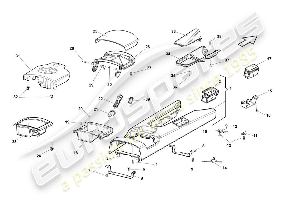 Lamborghini LP570-4 SL (2011) CENTRE CONSOLE Part Diagram