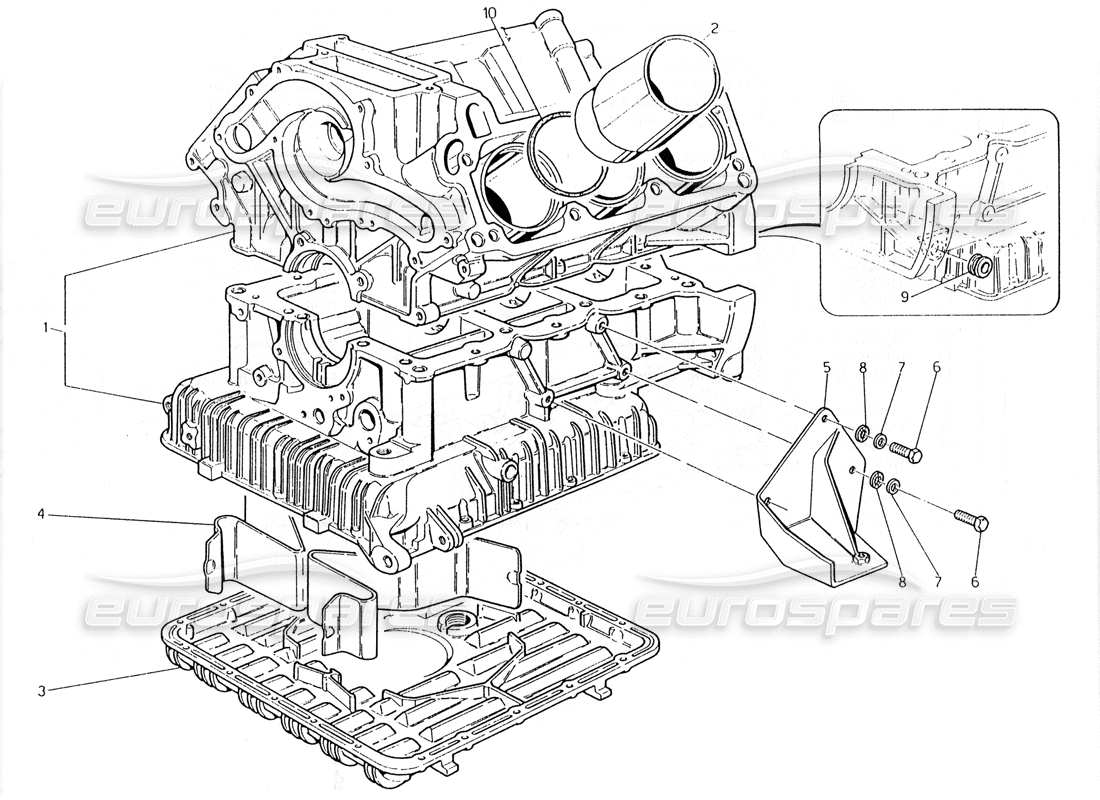 Maserati 228 cylinder block and oil sump Part Diagram