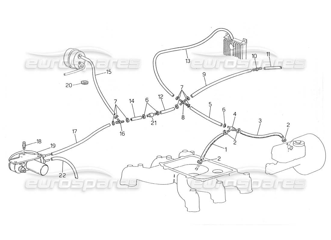 Maserati 228 Evaporation System (LH Steering Without Lambda Feeler) Part Diagram