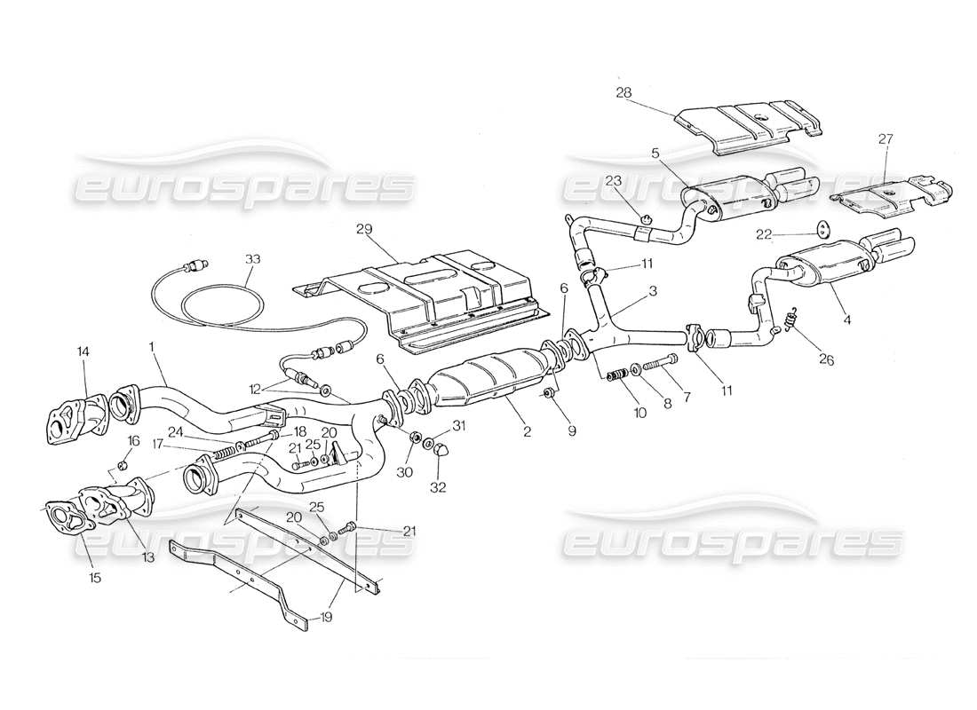 Maserati 228 Exhaust System With Catalyst Part Diagram