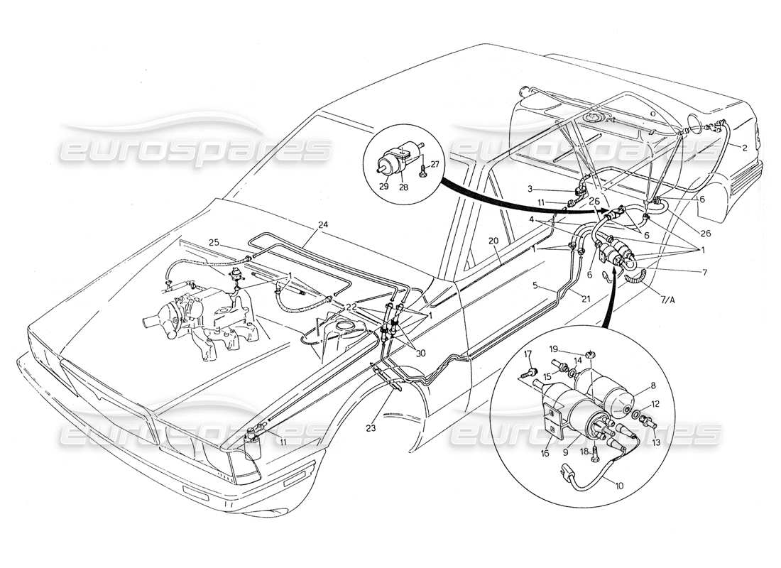 Maserati 228 Fuel Pipes Part Diagram