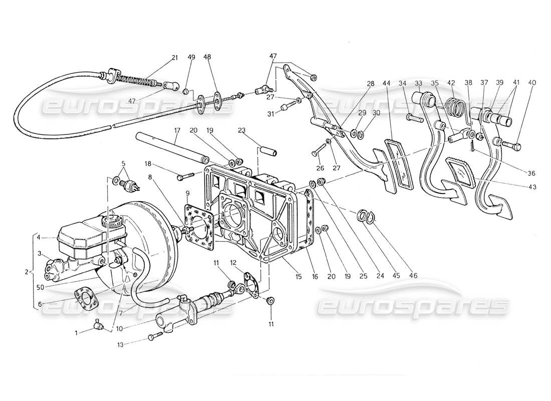 Maserati 228 Pedal Assy - Brake Booster clutch Pump (RHD) Part Diagram