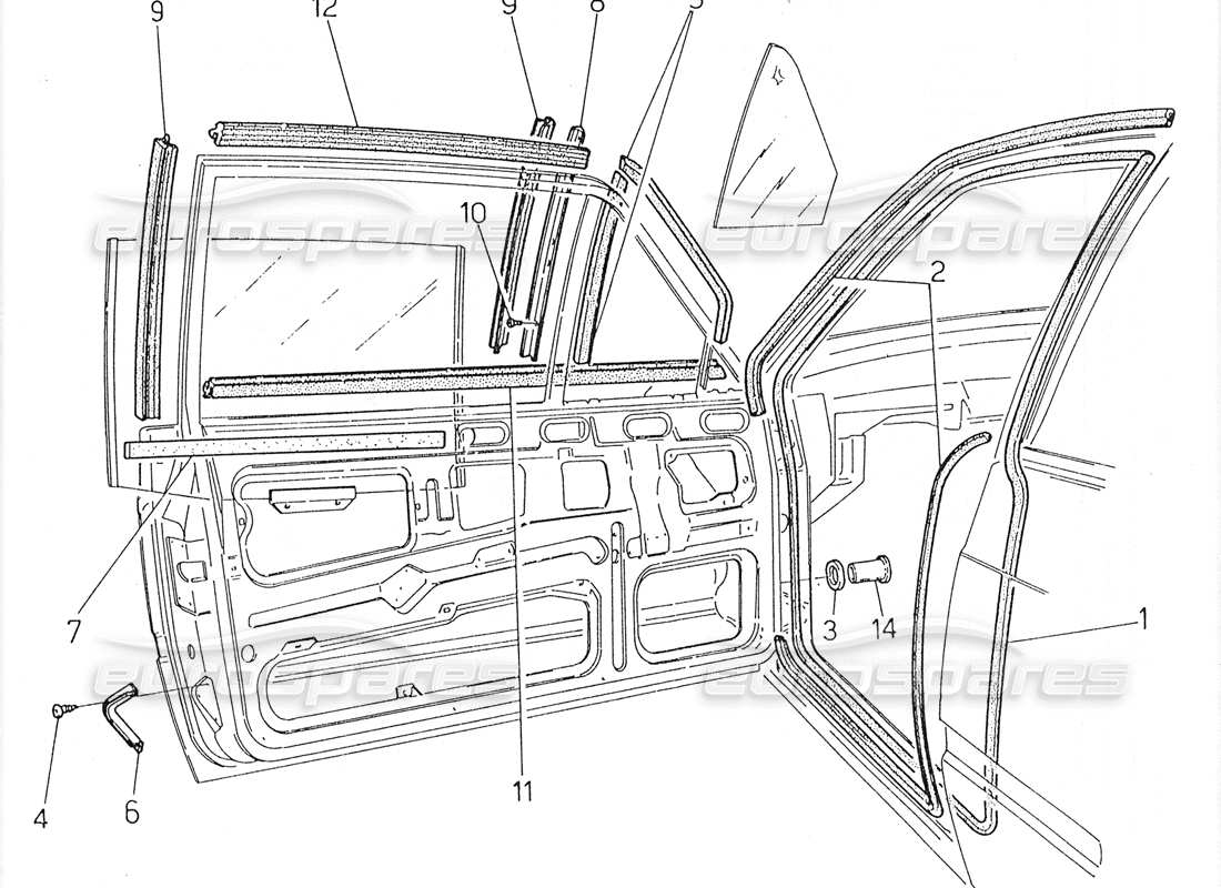 Maserati 228 Door Opening Gasket Part Diagram