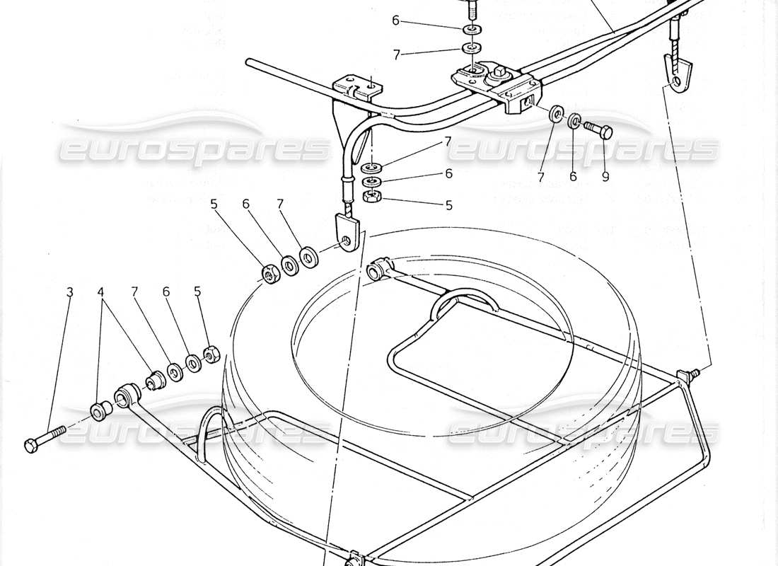Maserati 228 Spare Wheel Lifting Device Part Diagram
