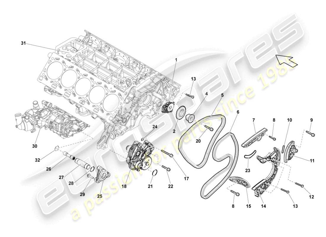 Lamborghini LP560-4 Spyder FL II (2013) TIMING CHAIN Part Diagram