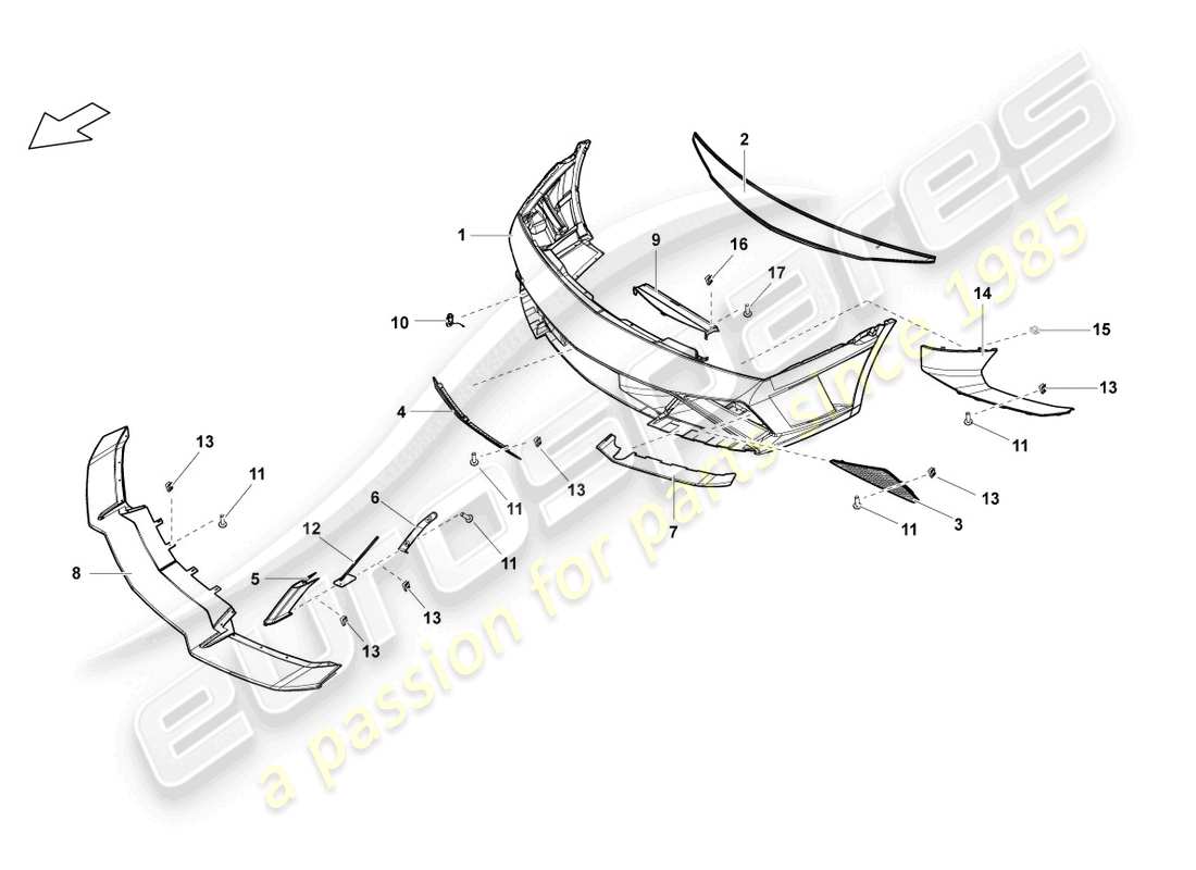Lamborghini LP560-4 Spyder FL II (2014) BUMPER FRONT Part Diagram