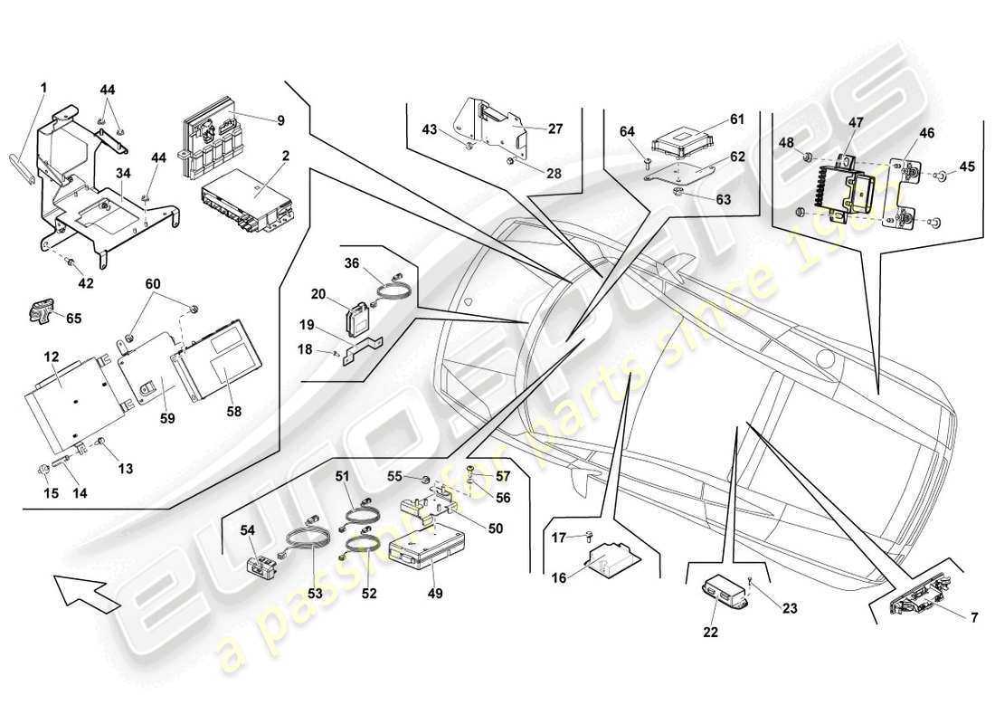 Lamborghini LP560-4 Spyder FL II (2014) CENTRAL CONTROL UNIT FOR CONVENIENCE SYSTEM Part Diagram