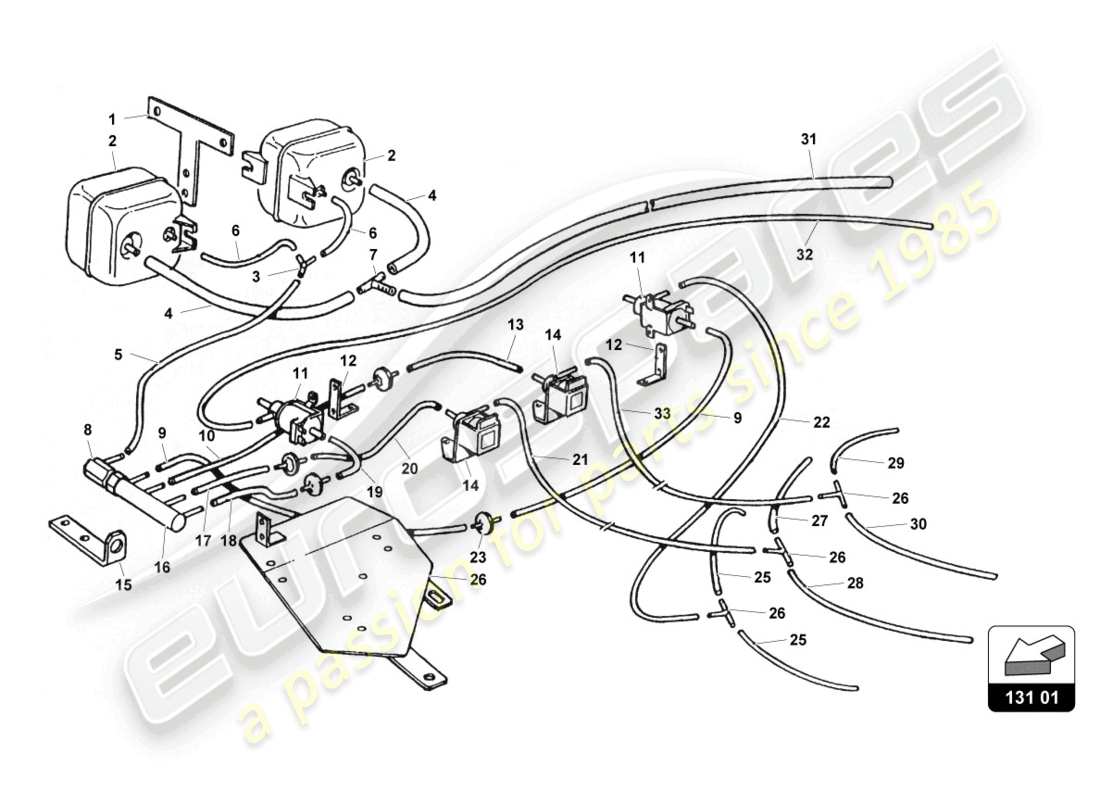 Lamborghini Countach 25th Anniversary (1989) secondary air system Part Diagram