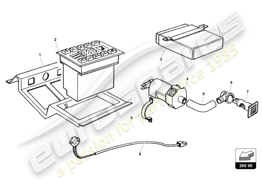 Lamborghini Countach 25th Anniversary (1989) air conditioning system Part Diagram