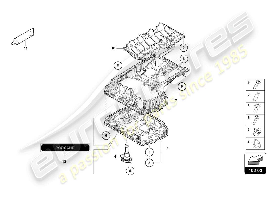 Lamborghini Urus Performante (2024) engine oil sump Part Diagram