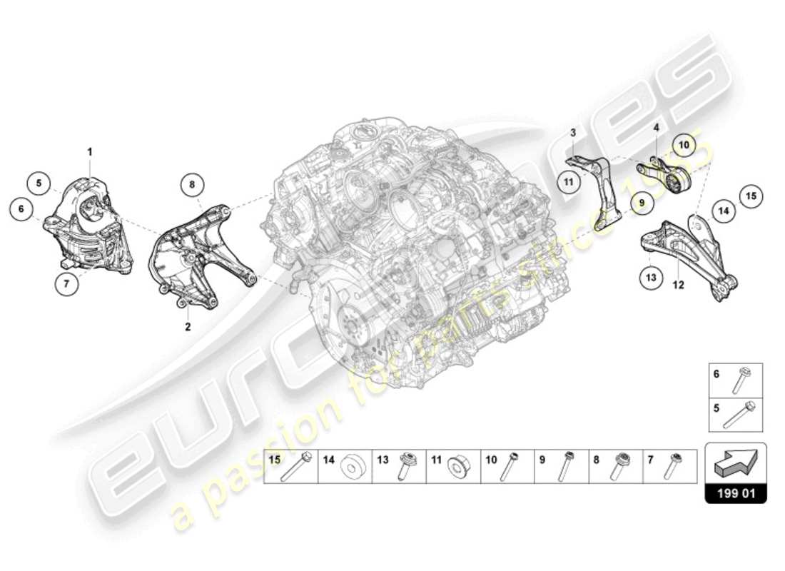 Lamborghini Urus Performante (2024) ENGINE BRACKET Part Diagram