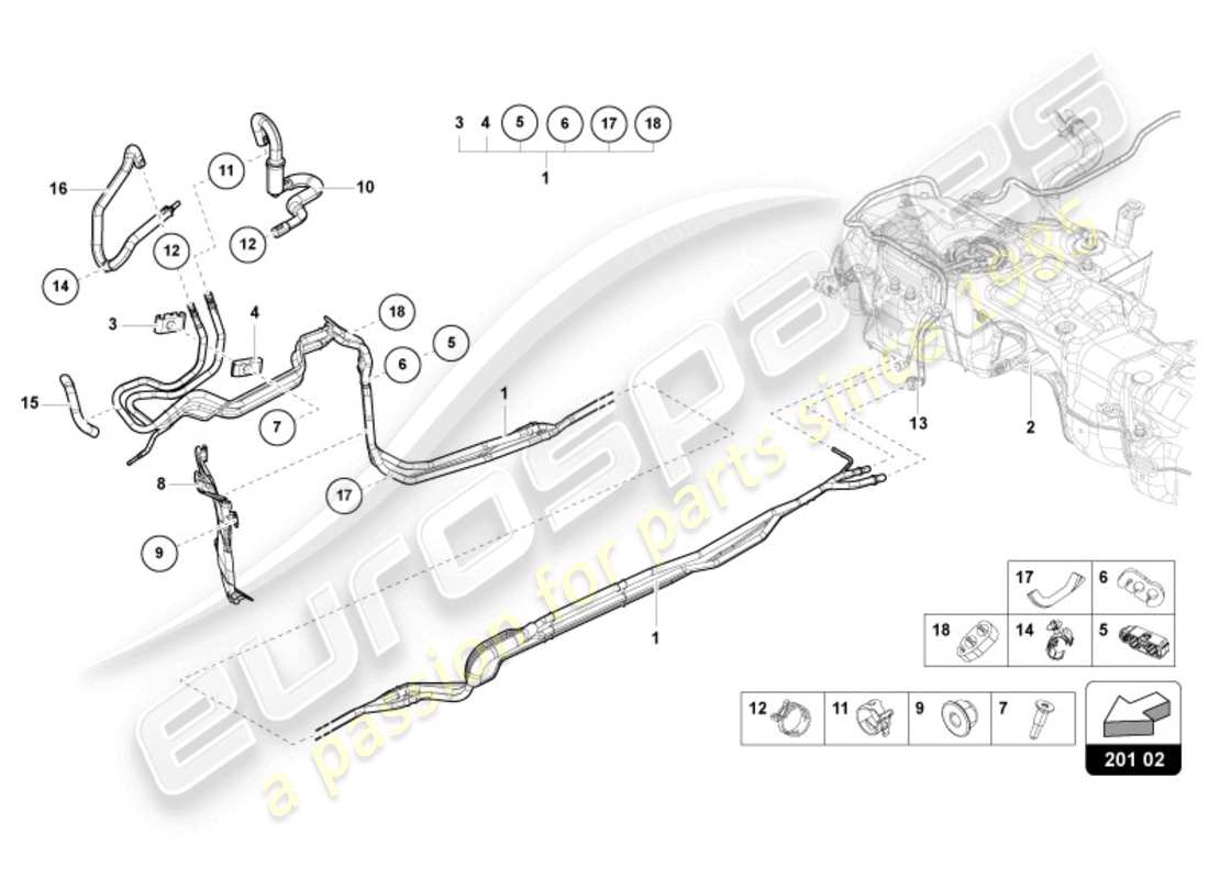 Lamborghini Urus Performante (2024) 1 SET FUEL PIPES Part Diagram