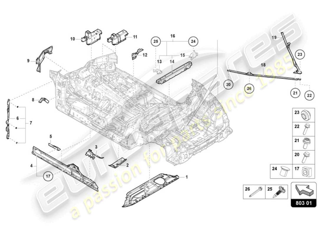 Lamborghini Urus Performante (2024) underbody Part Diagram