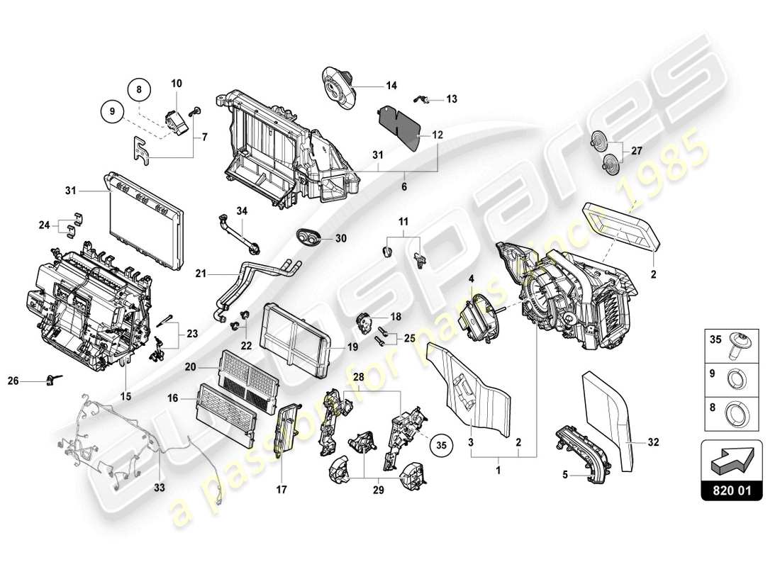 Lamborghini Urus Performante (2024) AIR-CONDITIONING SYSTEM WITH ELECTRONIC REGULATION Part Diagram