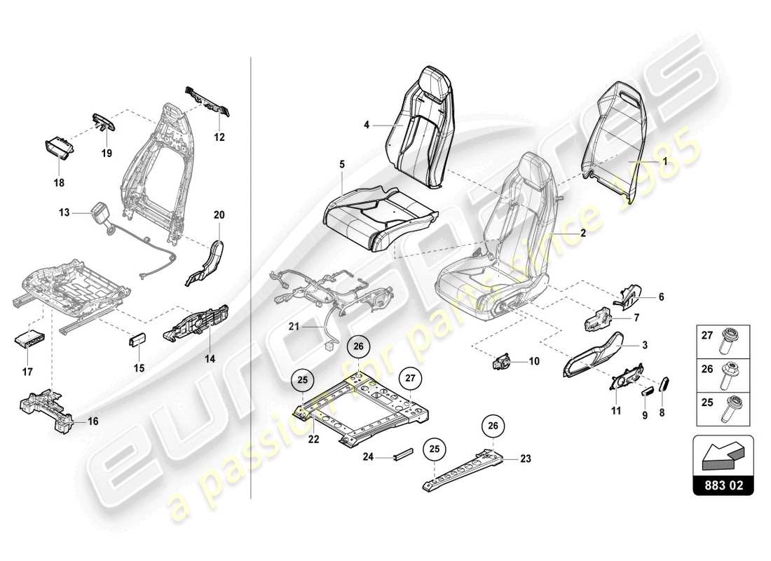 Lamborghini Urus Performante (2024) SEAT, DIVIDED REAR Part Diagram