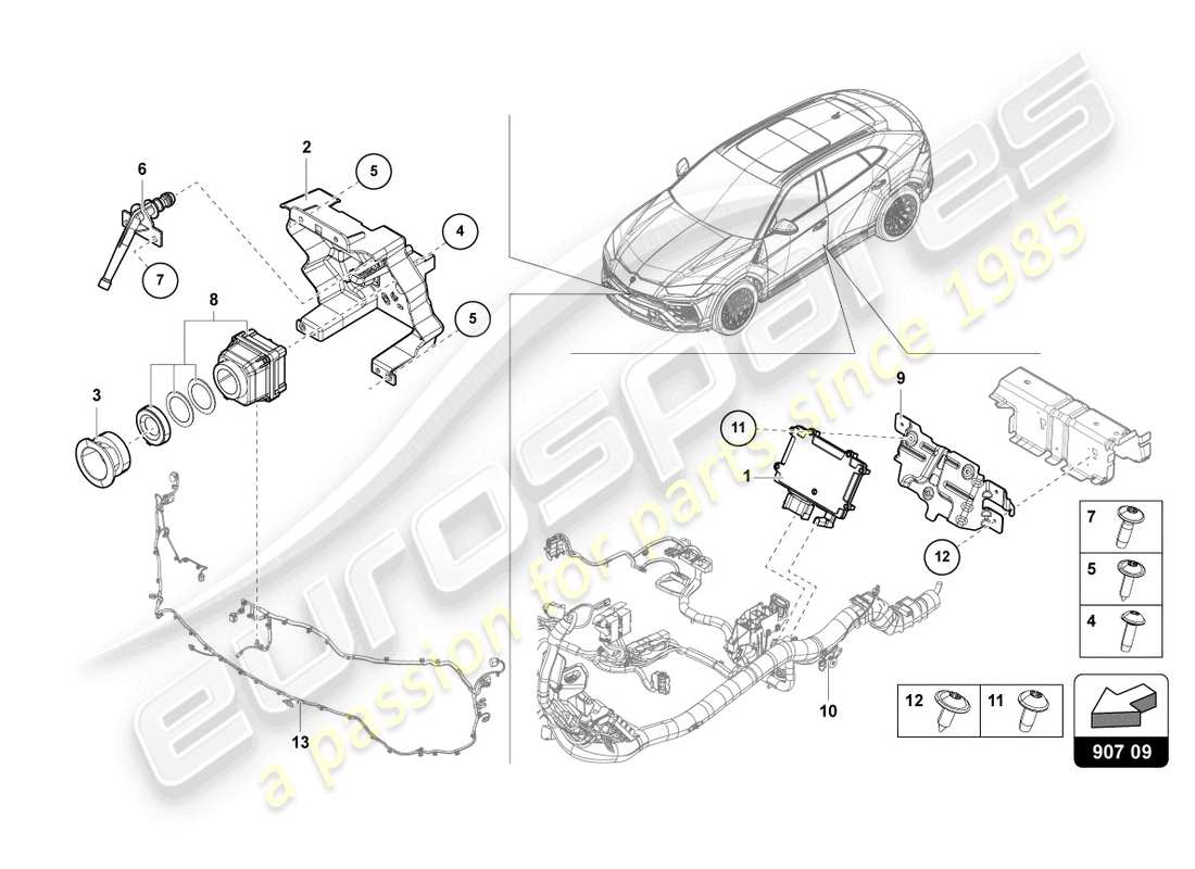 Lamborghini Urus Performante (2024) CAMERA FOR NIGHT-VISION SYSTEM Part Diagram