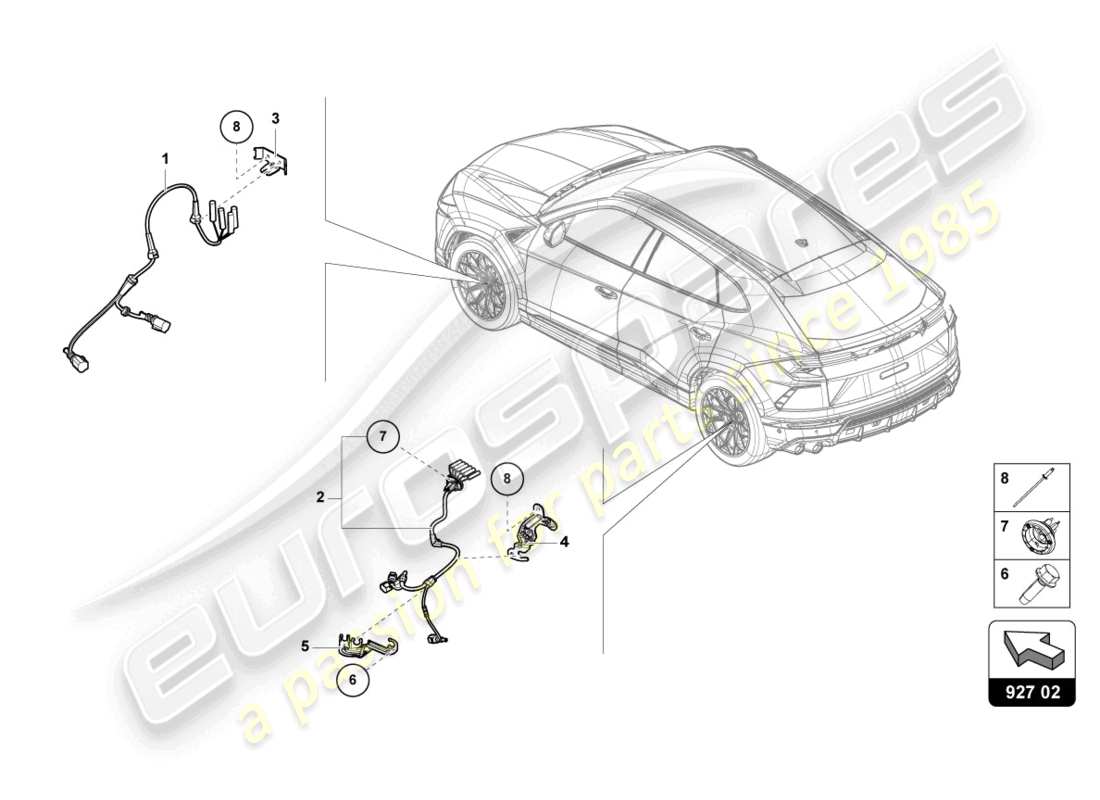 Lamborghini Urus Performante (2024) WIRING HARNESS FOR ANTI-LOCK BRAKESYSTEM -ABS- Part Diagram