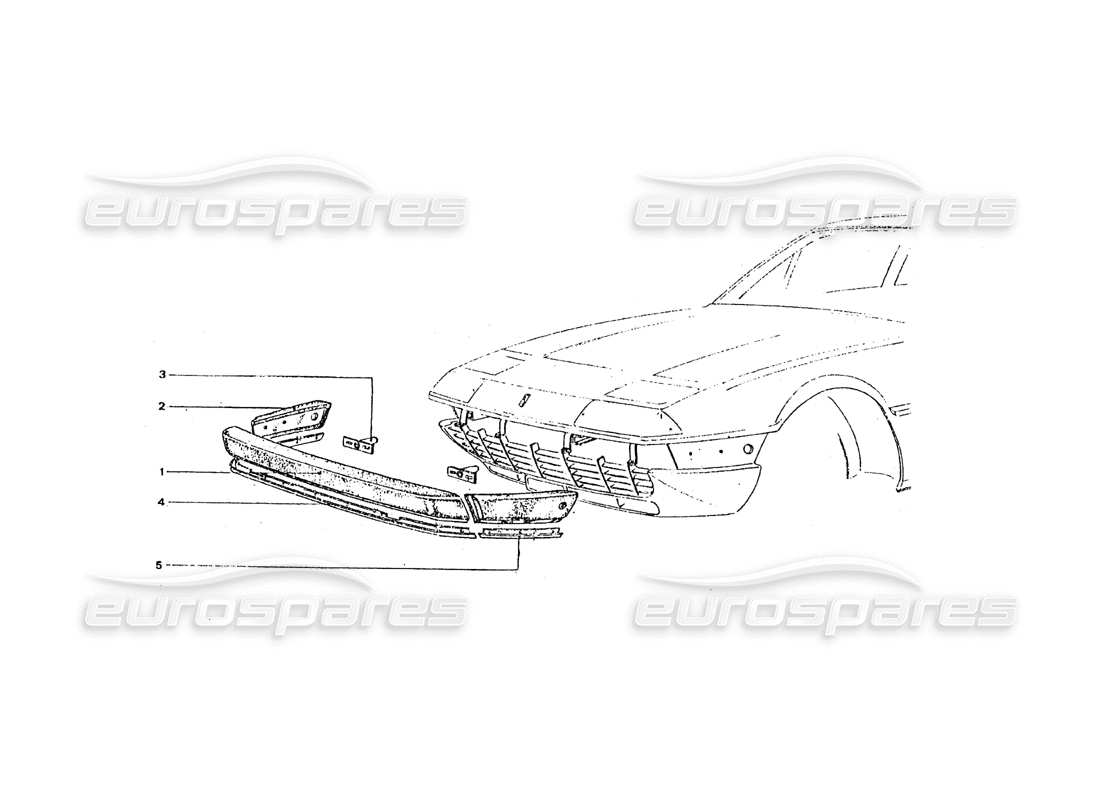 Ferrari 365 GT4 2+2 Coachwork FRONT BUMPER Part Diagram
