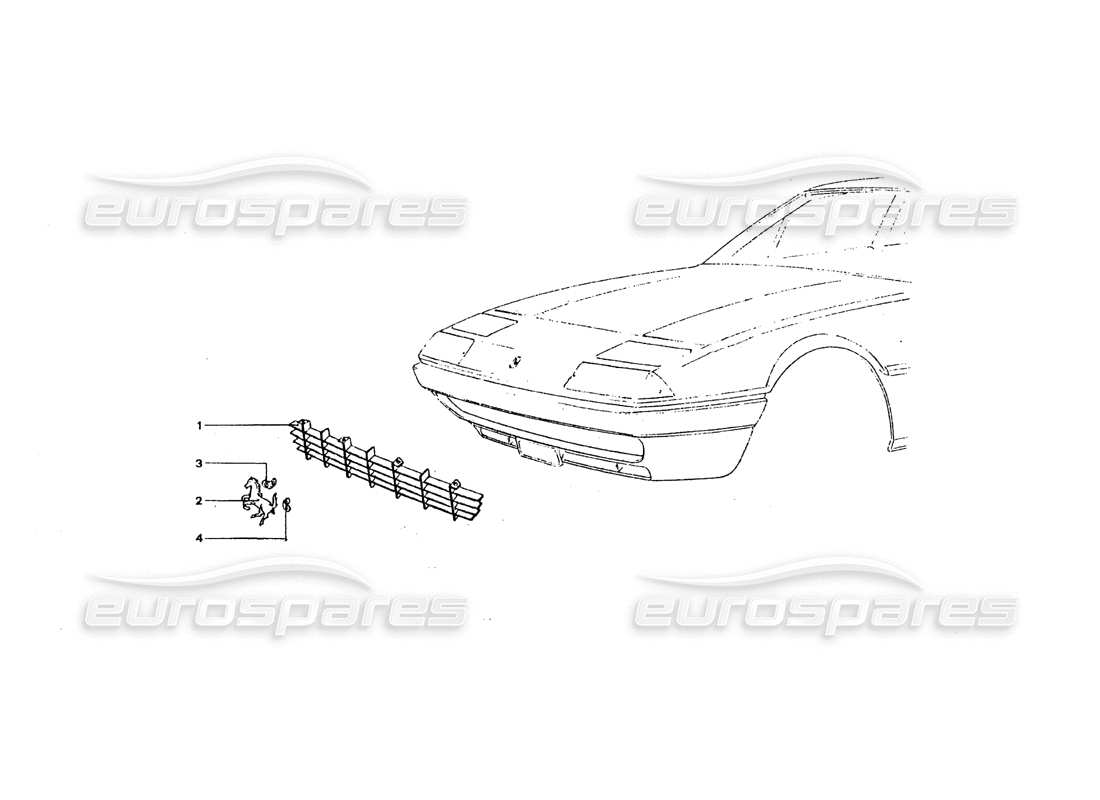 Ferrari 365 GT4 2+2 Coachwork Front Grill Part Diagram
