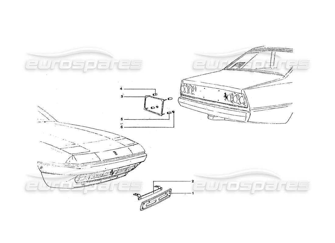 Ferrari 365 GT4 2+2 Coachwork NUMBER PLATE HOLDER Part Diagram