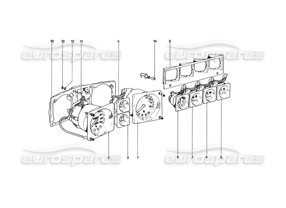 Ferrari 365 GT4 2+2 Coachwork Instruments Part Diagram