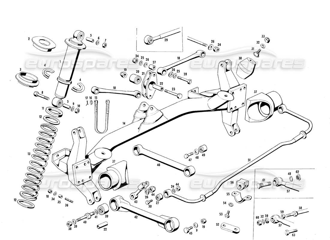 Maserati QTP.V8 4.7 (S1 & S2) 1967 Rear Suspension Part Diagram